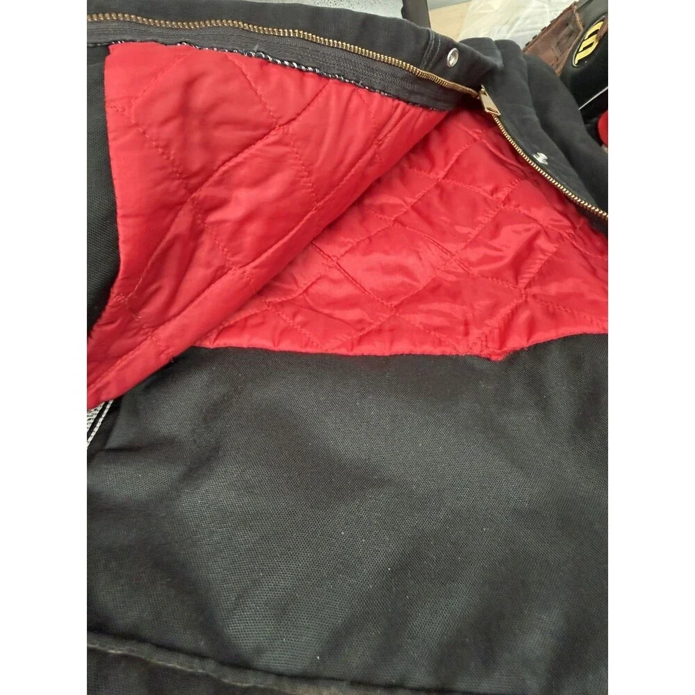 Carhartt  Black Bib Overalls With Quilt Insulation  Size 40x30 Thick Red Inside